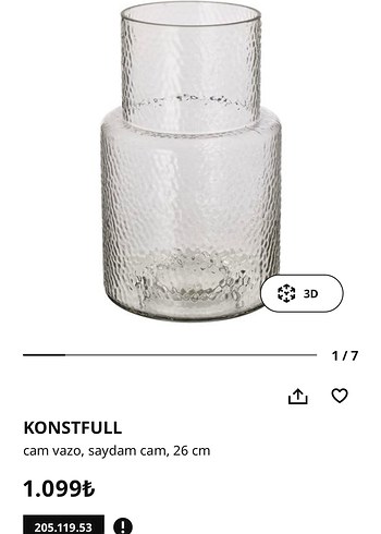 Ikea Cam Vazo 26 cm