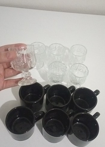 12 Parça Siyah Seramik Kahve Fincanı ve Cam Bardak Seti - Görsel 8