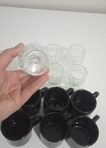 12 Parça Siyah Seramik Kahve Fincanı ve Cam Bardak Seti - Görsel 10