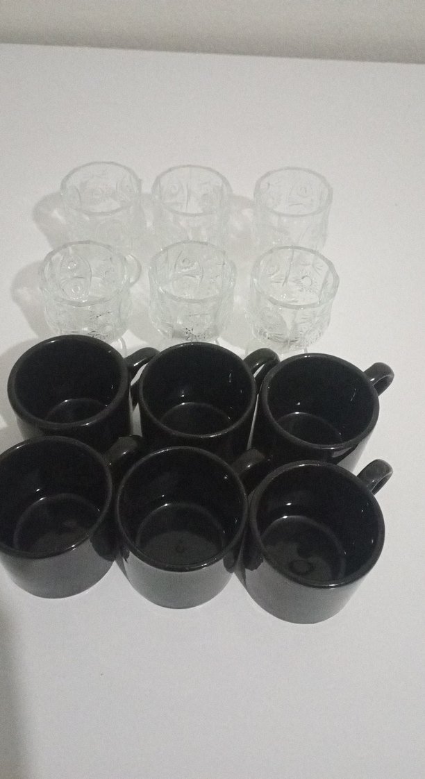 12 Parça Siyah Seramik Kahve Fincanı ve Cam Bardak Seti - Görsel 2