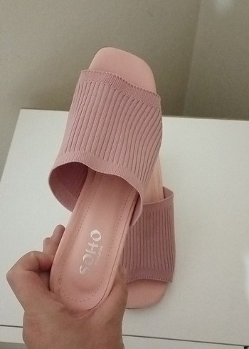 Pembe Kadın topuklu Terliği Pliseli Tasarım - Görsel 5