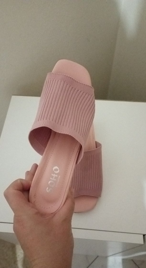 Pembe Kadın topuklu Terliği Pliseli Tasarım - Görsel 5