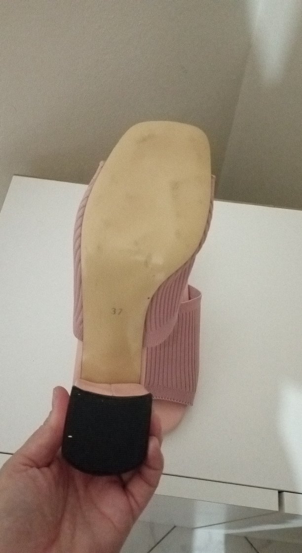 Pembe Kadın topuklu Terliği Pliseli Tasarım - Görsel 4