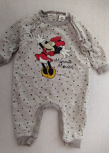 LC Waikiki Gri Uzun Kollu Minnie Mouse Triko Bebek Tulumu