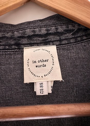 River Island Düğmeli Nakışlı Gri Denim Kadın Ceket