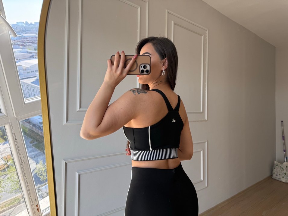 Siyah Şeritli Straplez Mini Spor Üst takım bedenleri mevcut - Görsel 3