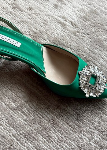 Yeşil Parlak Taşlı Stiletto Kadın Abiye Ayakkabı - Görsel 3