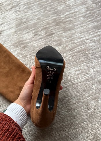 Kahverengi Süet Dizüstü Topuklu Çizme - Görsel 3