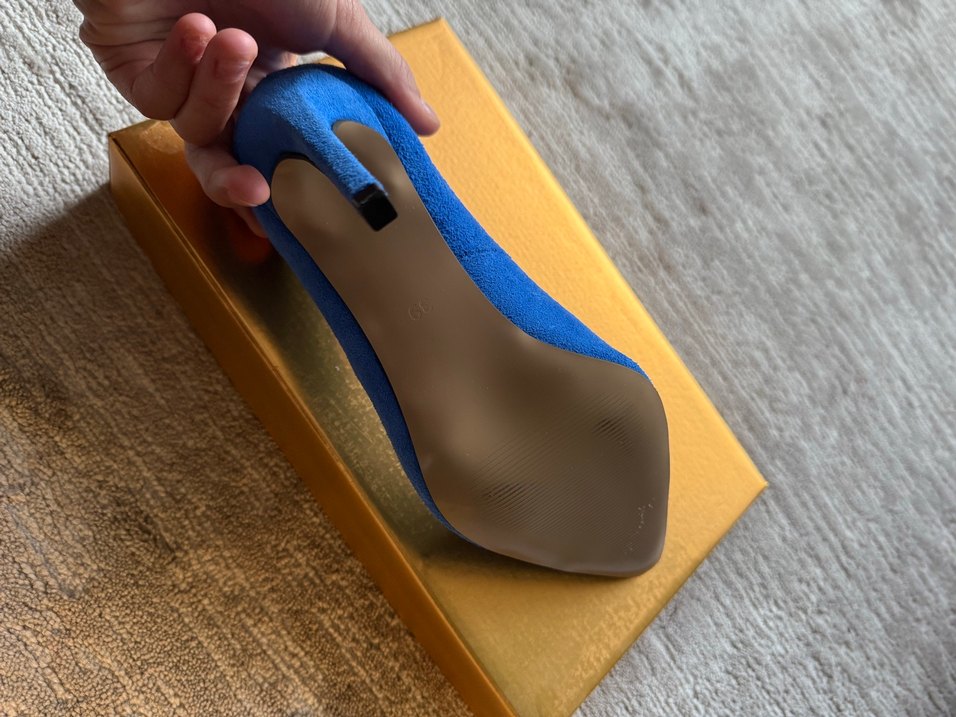 Mavi Süet Stiletto Topuklu Kadın Ayakkabı - Görsel 3