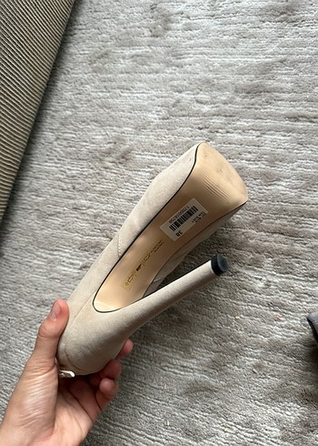 Bej Süet Platform Topuklu Kadın Abiye Ayakkabı - Görsel 3