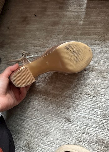 Bej Platform Topuklu Kadın Abiye Ayakkabı - Görsel 3
