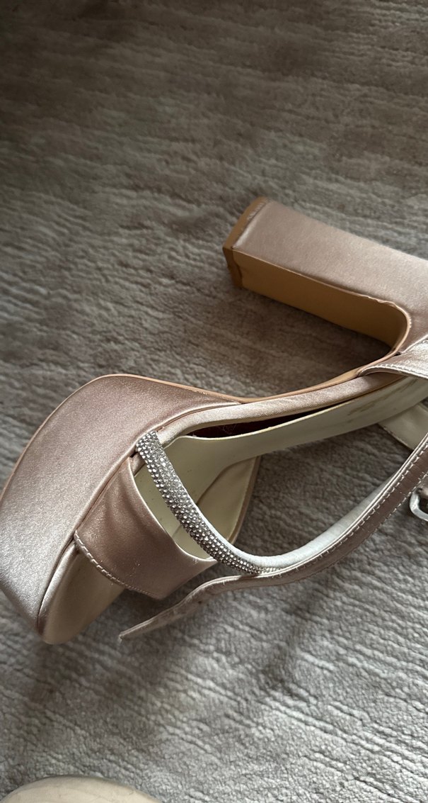 Bej Platform Topuklu Kadın Abiye Ayakkabı - Görsel 4