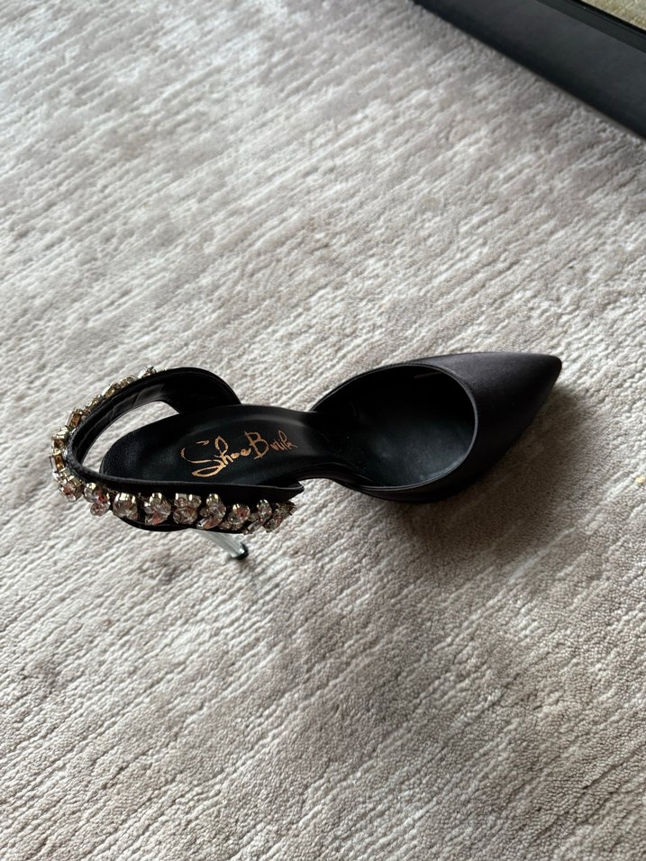 Siyah Parlak Taşlı İnce Topuklu Kadın Ayakkabı - Görsel 3