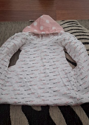 Kapüşonlu Pembe Puantiyeli Kız Yeleği - Görsel 2