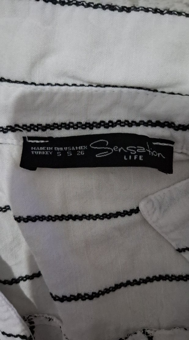 Çizgili Uzun Kollu Rahat Keten Gömlek - Görsel 3