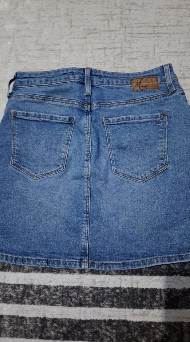 Mavi Denim Midi Mini Etek - Görsel 2