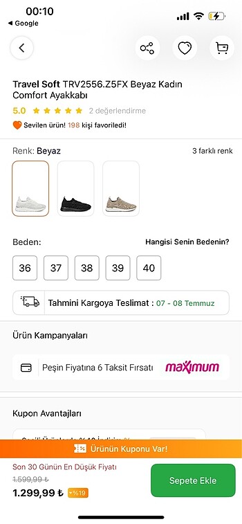 38 Beden beyaz Renk Travelsoft Kadın Günlük Ayakkabı