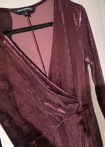 Bordo Uzun Kollu Drapeli Elbise - Görsel 3