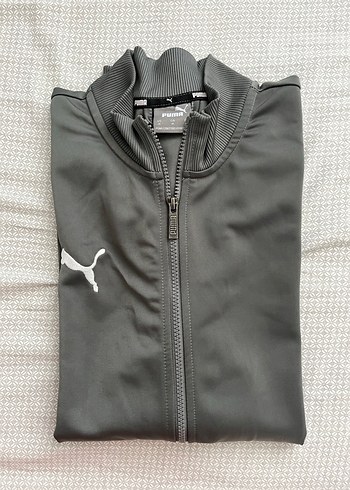 Puma Gri Fermuarlı Yüksek Yakalı sweat Ceket