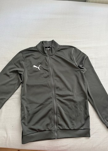 Gri Fermuarlı Yüksek Yakalı sweat Ceket