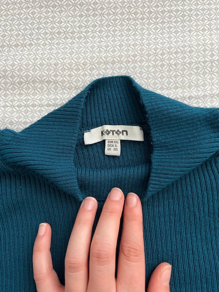 Kadın Lacivert Kısa Kollu Triko Kazak - Görsel 2