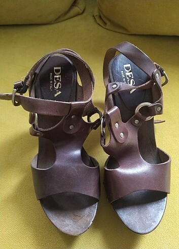 37 Beden kahverengi Renk Desa topuklu sandalet 