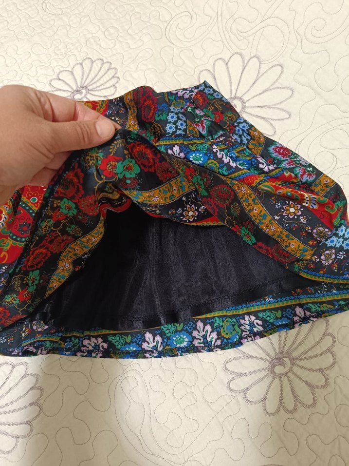 Desenli Bohem Mini Etek - Görsel 4