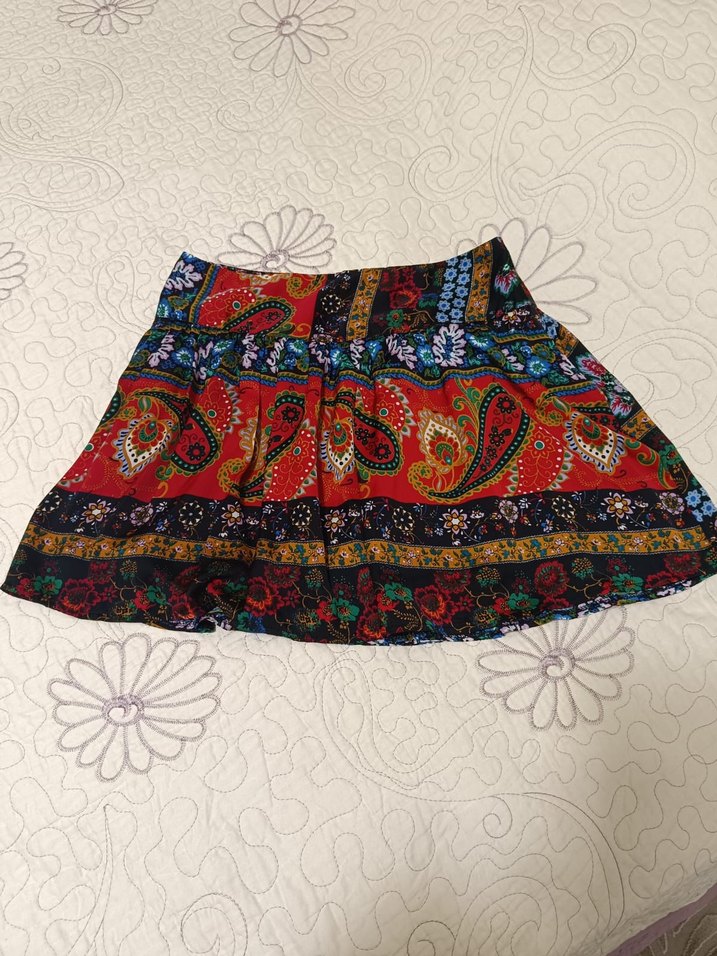 Desenli Bohem Mini Etek - Görsel 2