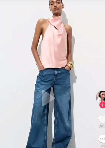 Zara Pembe Drapeli Kadın Bluz