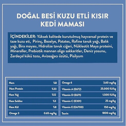  Kito Kuzu Etli Kısır Kedi Maması 2 kilo