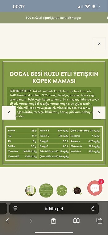 Kito Kuzu Etli Köpek Maması 15 kg