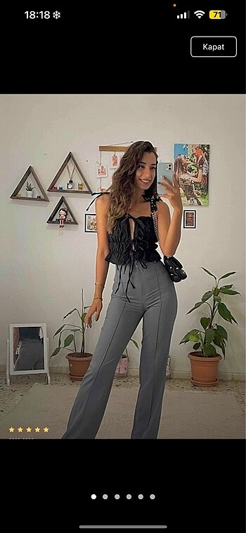 l Beden gri Renk trendyolmilla gri kumaş pantolon