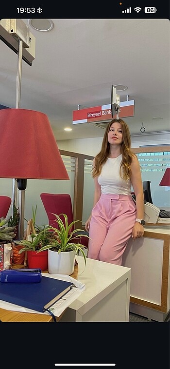 toz pembe kumaş pantolon
