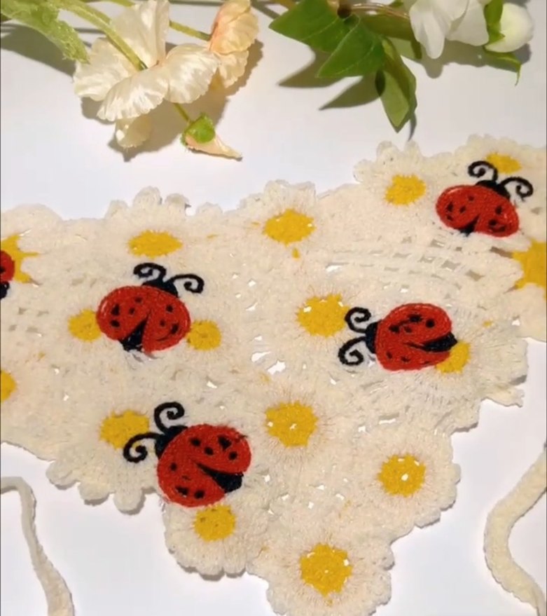 papatyalı uğur böceği detaylı bandana saç bandı toka - Görsel 3