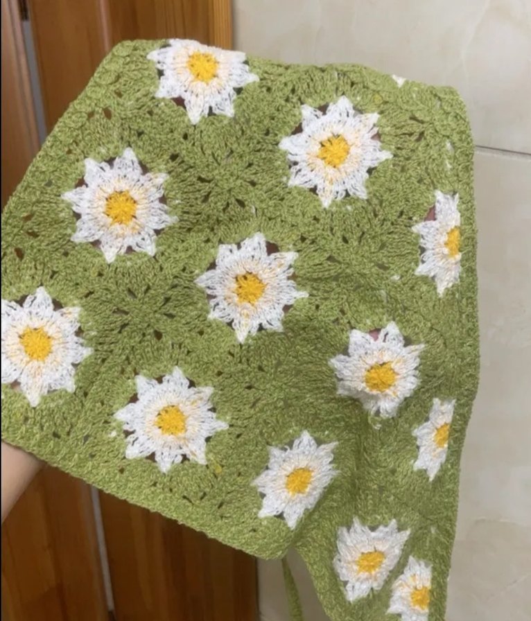 Çiçek Desenli Örgü bandana  Kadın Saç Bandı - Görsel 3