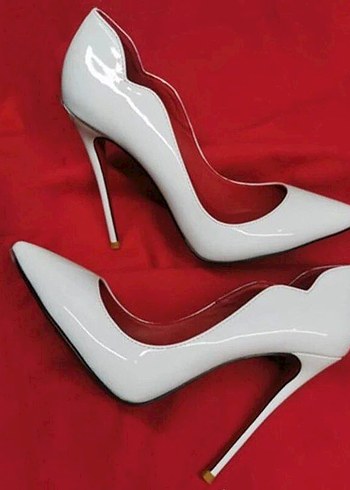 39 Beden beyaz Renk Beyaz Rugan Stiletto Topuklu Kadın Ayakkabı