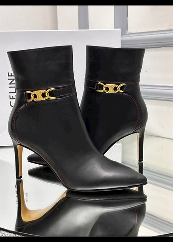 Celine Kadın Siyah Deri Stiletto Topuklu Bot