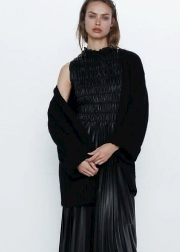 ZARA Yünlü Oversize Midi Yünlü Hırka S/M