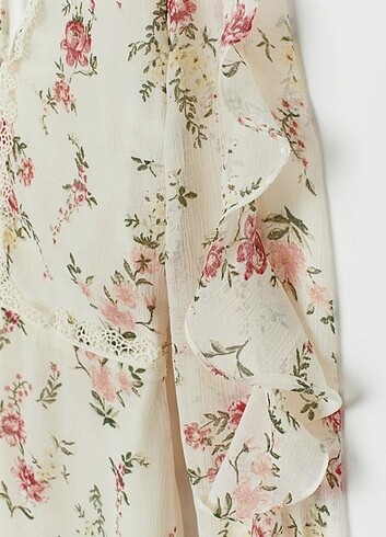 s Beden H&M V Yaka Çiçekli Bohem Romantik Elbise