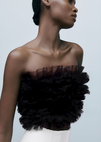 ZARA Tül Bandeau Crop Top Bralet - Görsel 5