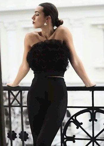 ZARA Tül Bandeau Crop Top Bralet - Görsel 7