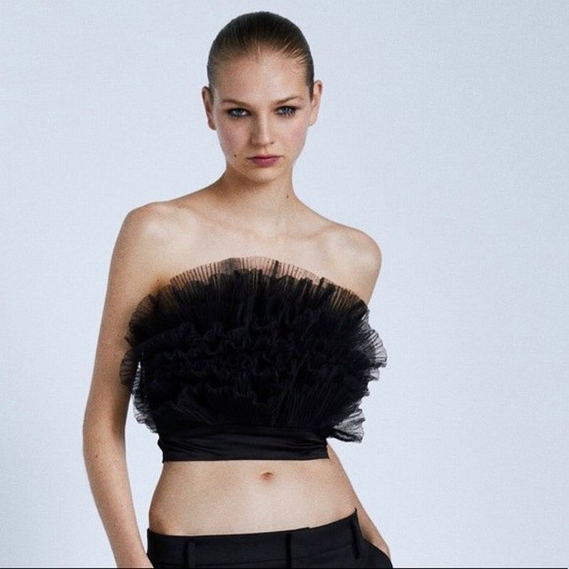 ZARA Tül Bandeau Crop Top Bralet - Görsel 2