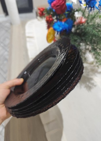 Koyu Kahverengi İşlemeli Tabak - Görsel 4