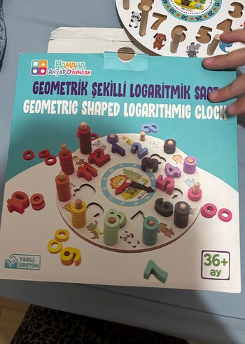 Geometrik Şekilli Logaritmik Saat Ahşap Oyuncak