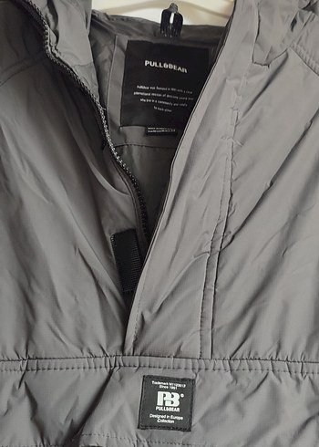 Pull&Bear Gri Kanguru Yağmuruk - Görsel 2