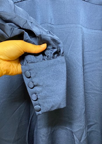 36 Beden lacivert Renk Düğmeli Lacivert Uzun Kadın Elbise