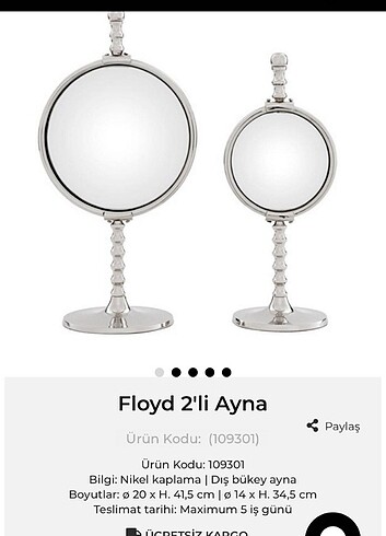 Beden gri Renk Floyd ayna nikel