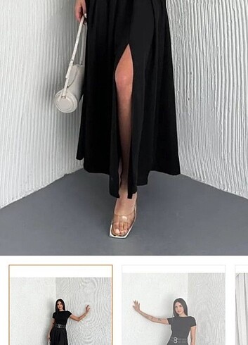 Kadın siyah  piliseli uzun etek - Görsel 2