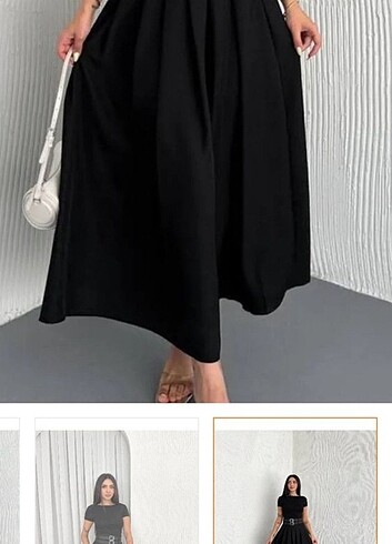 Kadın siyah  piliseli uzun etek - Görsel 4