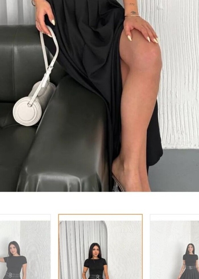 Kadın siyah  piliseli uzun etek - Görsel 3